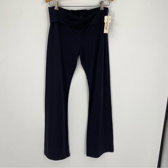 feathers Pants - Feathers Women’s Folded Waist Black Leggings ‘Truth or Dare’ printed size M
